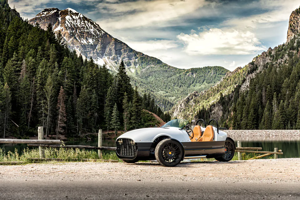 Venice parked beside an alpine lake